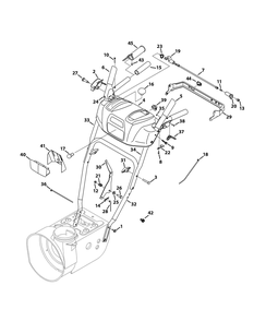 Handle, Frame And Discharge Chute Diagram and Parts List for 2X526SWE (31AH54TS756-31BH54TS710)(2013) Cub Cadet Snow Blower